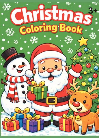 Christmas Coloring Book - Filled with adorable Santa Claus, reindeer, Christmas trees, gifts, snowmen, and holiday decorations
