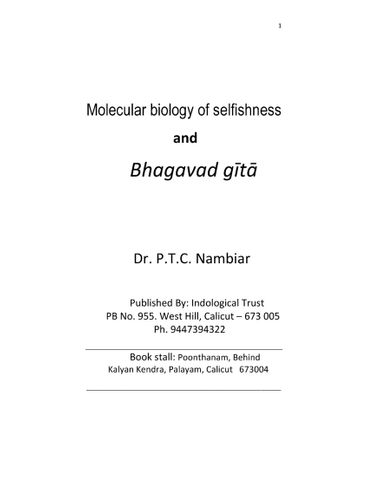 MOLECULAR BIOLOGY OF SELFISHNESS AND BHAGAVAD GITA