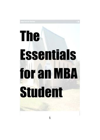 The Essentials for an MBA Student CHAPTER 1