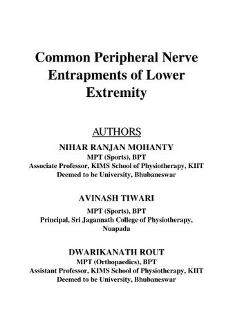 Common Peripheral Nerve Entrapments of Lower Extremity