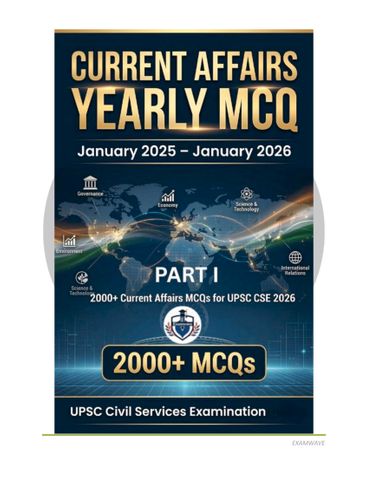 Current Affairs Yearly MCQ 2025–2026: 2000+ Current Affairs MCQs for UPSC CSE 2026 with explanations PART I