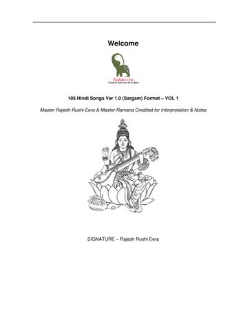 PDF BOOK - Best 105 Hindi Songs Ver 1.0 (Sargam) Format – VOL 1
