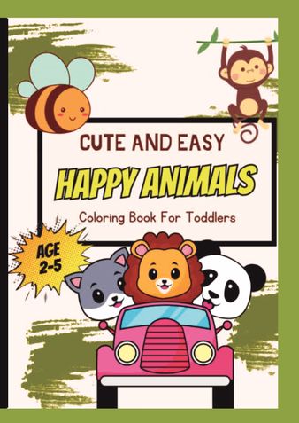 Cute Happy Animals Coloring Book for kids