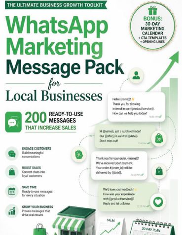 200 Ready-to-Use WhatsApp Marketing Messages for Local Businesses: Proven Templates to Increase Sales, Get More Customers & Boost Repeat Orders