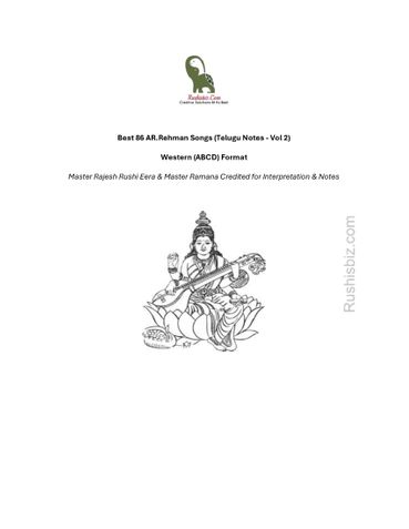 PDF - Best 86 AR.Rehman Songs (Telugu Notes - Vol 2)  Western (ABCD) Format