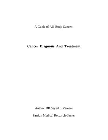 Cancer  Diagnosis  And  Treatment