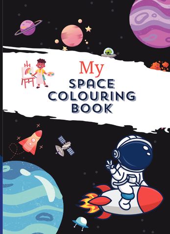 Colouring book for kids. Space theme