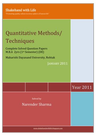 Solved Paper Quantitative Techniques/Methods January 2011