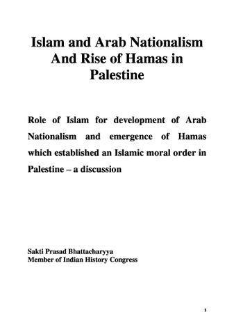 Islam and Arab Nationalism And Rise of Hamas in Palestine