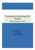Textbook of Psychology For  Nurses(BSc Nursing First Sem)