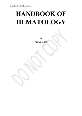 HANDBOOK OF HEMATOLOGY