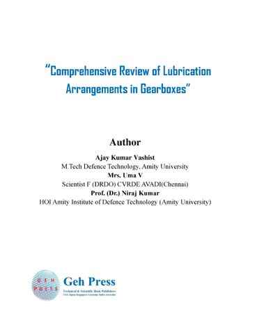 Comprehensive Review of Lubrication  Arrangements in Gearboxes