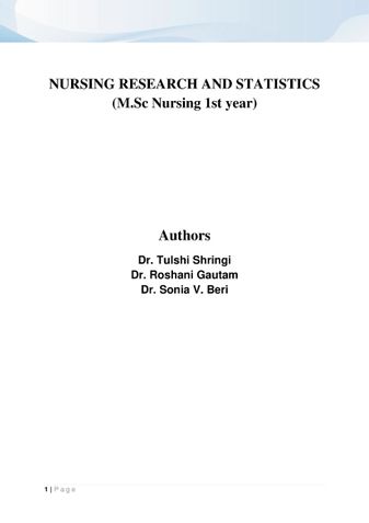 NURSING RESEARCH AND STATISTICS  (M.Sc Nursing 1st year)