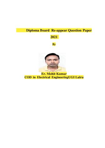 Diploma Board Re-appear Question Paper 2021