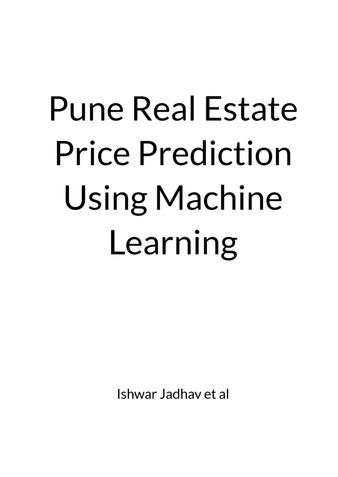 Pune Real Estate Price Prediction Using Machine Learning