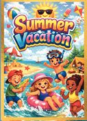 Summer Vacation Coloring Book with Ice Cream, candy, picnic scenes, fishing, outdoor and indoor activities & Beach Fun