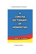 A Concise Dictionary of Homonyms