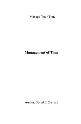 Management of Time