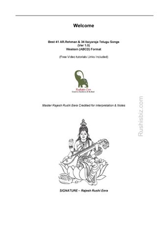 PDF Book - Best 41 AR.Rehman & 34 Ilaiyaraja Telugu Songs (Ver 1.0) Western (ABCD) Format