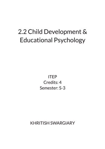 2.2 Child Development & Educational Psychology