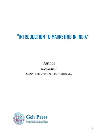 INTRODUCTION TO MARKETING IN INDIA