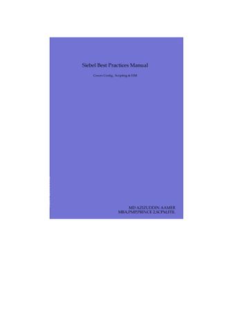 Siebel Best Practices Manual