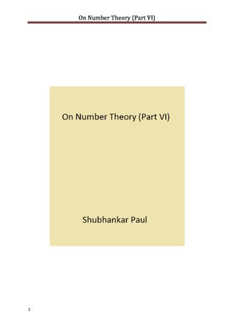 On Number Theory (Part VI)
