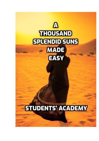 A Thousand Splendid Suns Made Easy