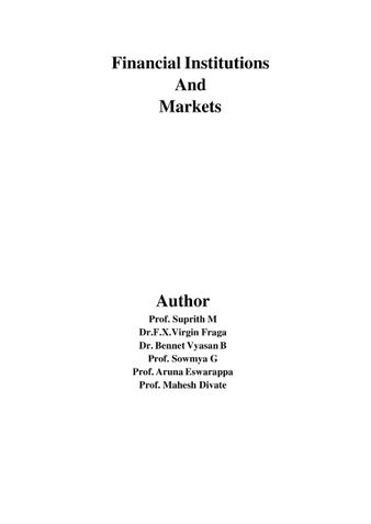 Financial Institutions  And  Markets