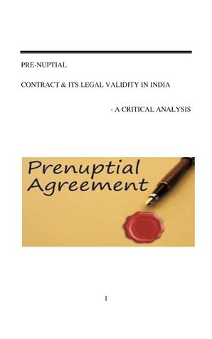 Prenuptial Agreements and their validity