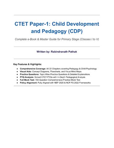 CTET Paper-1: Child Development and Pedagogy (CDP)
