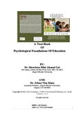 A Text-Book Of Psychological Foundations Of Education