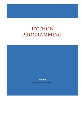 PYTHON PROGRAMMING | Pothi.com