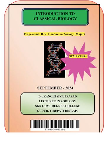 INTRODUCTION TO  CLASSICAL BIOLOGY