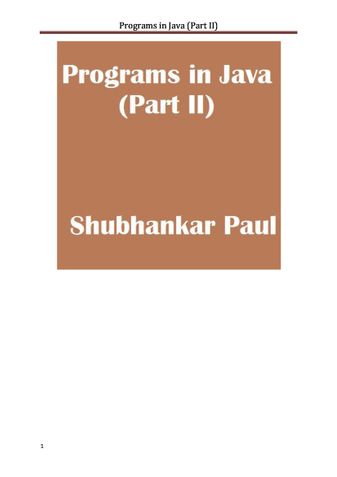 Programs in Java (Part II)