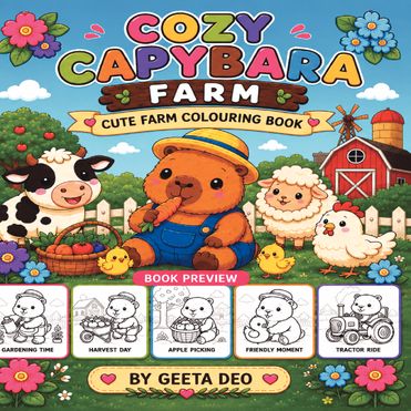 Cozy Capybara Farm: Cute Farm Coloring Book for Kids