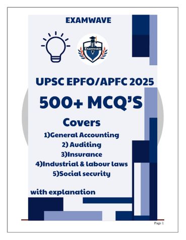 UPSC EPFO 2025: 500+ MCQs Complete Practice Guide with Explanations