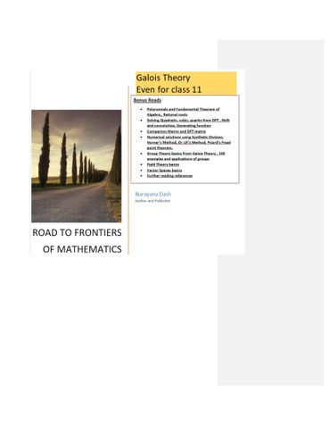 Galois Theory Even For Class 11