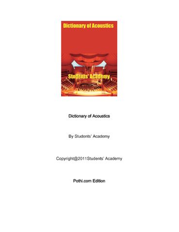 Dictionary of Acoustics