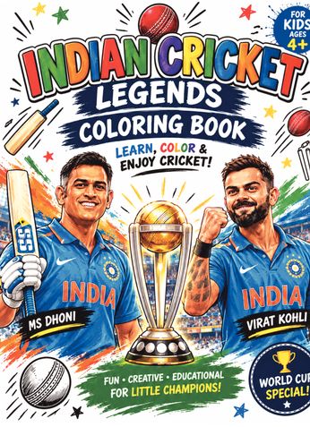 INDIAN CRICKET LEGENDS COLORING BOOK FOR KIDS