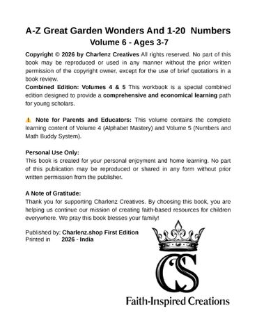 A-Z Great Garden Wonders and 1-20 Tracing and Colouring (Vol 6 - our 1st Mega Volume)