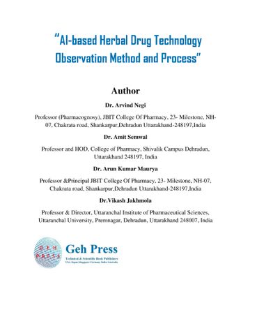 AI-based Herbal Drug Technology Observation Method and Process