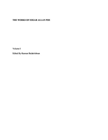 The   Works of Edgar Allan poe Volume I