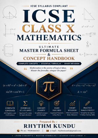 ICSE Class X Mathematics Formula Sheet and Concept Handbook