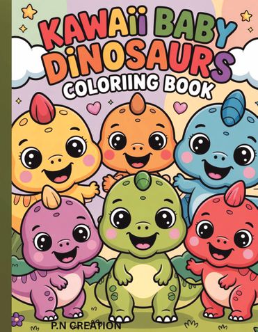 Kawaii Baby Dinosaurs Coloring Book