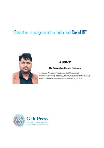Disaster management in India and Covid 19