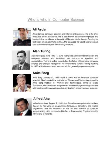 Who is who in computer science