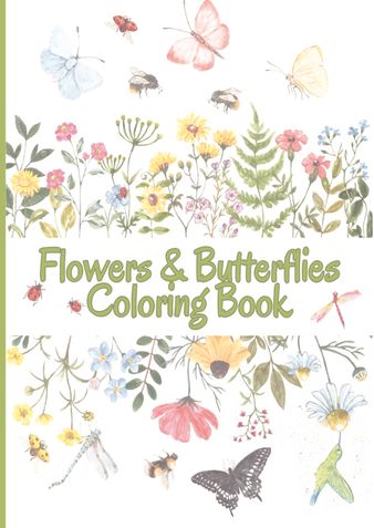 Flowers & Butterflies Coloring Book for Adults & Kids Large Print Designs
