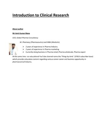 Introduction to clinical Research