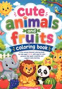 Cute animals and fruits coloring book